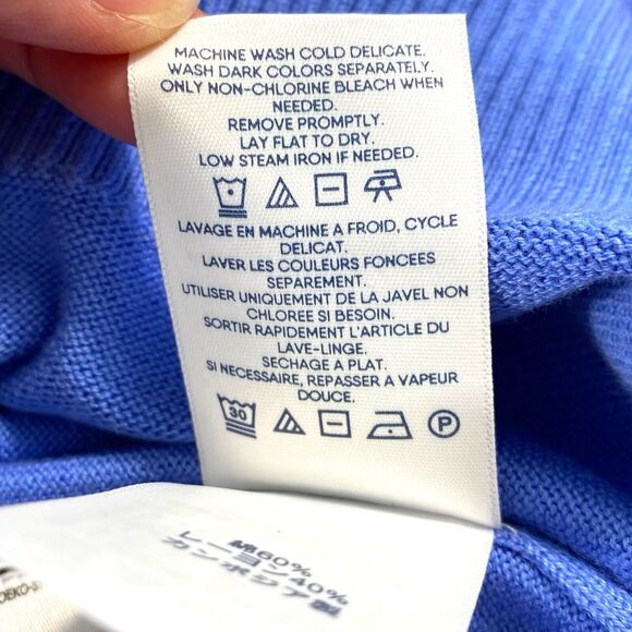 Lands End Cotton Blend V Neck Sweater Mens 4XL Blue Lightweight Pullover Preppy - Picture 6 of 9